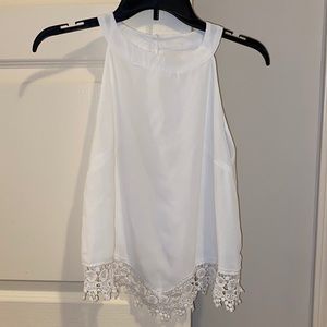 SHEIN white high neckline crochet bottom top